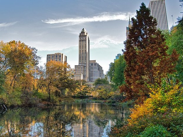 Central Park:
      Central Park, largest and most important public park in Manhattan, New York City. It occupies an area of 840 acres (340 hectares) and extends between 59th and 110th streets (about 2.5 miles [4 km]) and between Fifth and Eighth avenues (about 0.5 miles [0.8 km]).